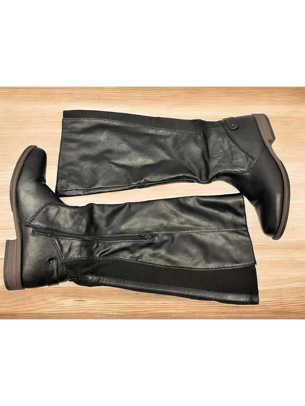 Bamboo Montage-77 Riding‎ Boots Womens 7.5 Black Leather Knee High Side Zip